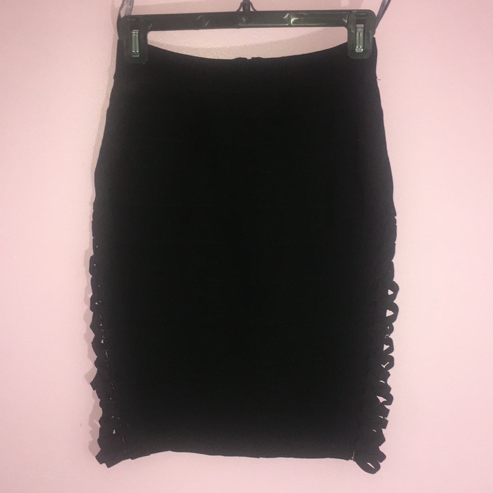 Black "Herve Leger" Bandage skirt w/mesh lace up
